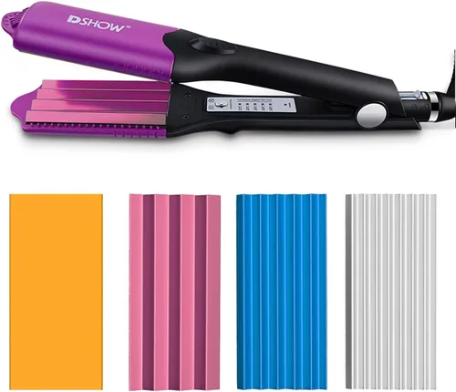 Vista 8 de DSHOW Plancha para el cabello para mujeres y niñas, alisador de pelo con 4 placas intercambiables de titanio y cerámica