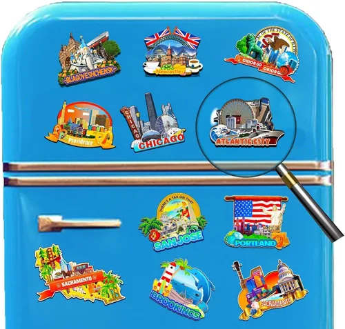 Vista 4 de Atlantic City New Jersey USA Imán de nevera de madera 3D Monumentos de viaje coleccionables, recuerdos decorativos hechos a mano -2897