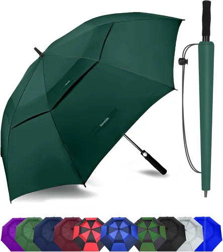 Paraguas de golf extragrande de 62, 68 y 72 pulgadas, con doble dosel ventilado, resistente al viento, impermeable, de apertura automática para