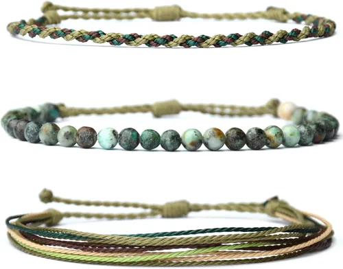 Vista 47 de Pulsera curativa hecha a mano con cuentas de piedra natural, regalo para hombres, pulsera de cuerda ajustable