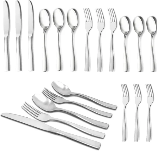 Silverware Set Flatware Stainless Steel: Kitchen Matte Utensils Fork Spoon Knife 20-Piece - Silverware Flatware Set Service for 4 - Sliverwarer Set