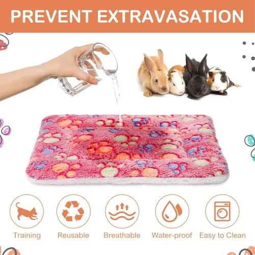 Vista 4 de Haull 4 Piezas Ropa de Cama Impermeable para Conejillo de Indias de Invierno Cama de Conejillo de Indias de Felpa Forros de Jaula Tapete Suave