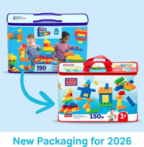 Vista 9 de MEGA BLOKS First Builders - Juego de juguetes de bloques para niños pequeños, bolsa de construcción deluxe con 150 piezas y almacenamiento, juego