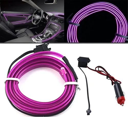 Vista 13 de 9.8 ft de iluminación interior del coche tira auto LED cuerda de alambre de la atmósfera auto lámpara decorativa luz de neón flexible DIY