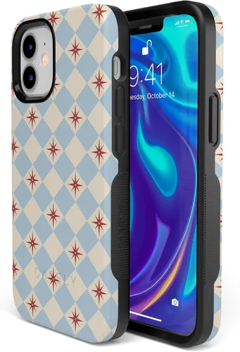 Vista 2 de Funda Casely para iPhone 12 Mini Chelsea Checker Azulejos de Estrellas Diseño Protector Atrevido Compatible con MagSafe Chelsea Checker