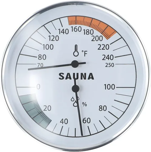 Sauna Thermometer and Hygrometer for Steam Room, Heat Resistant Gauge for Wooden Finnish Sauna, Easy Read Metal Spa Monitoring Device