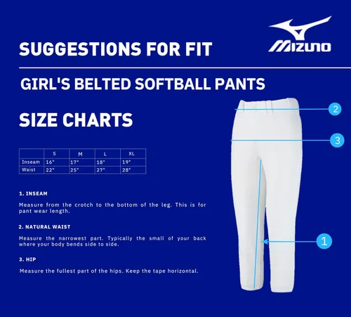 Vista 6 de Mizuno Girls' Belted Fastpitch Softball Pant