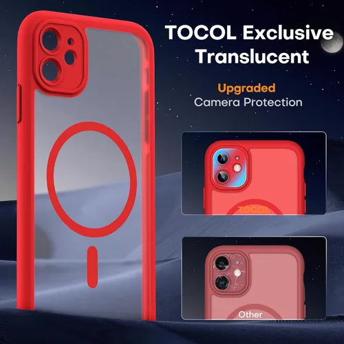 Vista 944 de TOCOL Funda para iPhone 11, compatible con Magsafe, protección completa de cámara, imanes integrados, protección contra caídas, funda translúcida