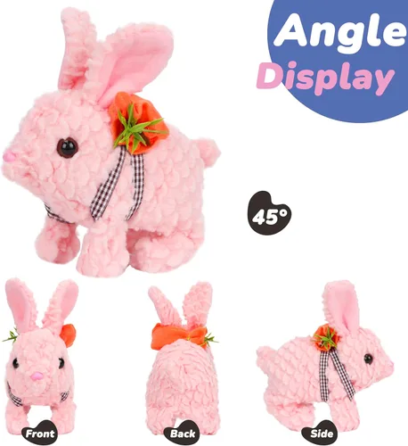 Vista 210 de Hopearl - Juguete de peluche electrónico interactivo de conejo con orejas LED, sonidos y movimientos; camina, se menea e ilumina las orejas, mueve