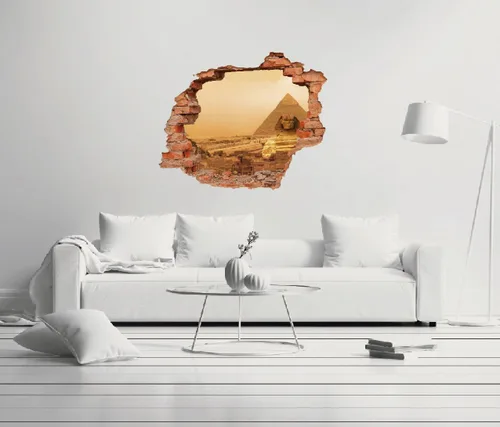 Vista 9 de Pirámide egipcia con efecto 3D I Peel and Stick Adhesivos de pared para sala de estar, dormitorio, decoración de pared I Calcomanía de pared