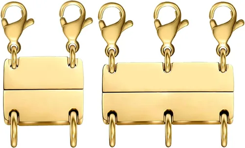 Vista 7 de OHINGLT Cierre de collar en capas de oro y plata de 18 quilates separador para capas, múltiples cierres de joyería y cierres para mujer