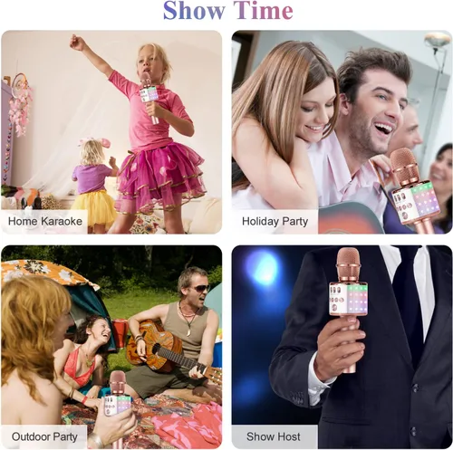 Vista 6 de Micrófono para niños, micrófono inalámbrico Bluetooth Kussla con luces LED, máquina de karaoke para niños, niñas y niños, juguete y regalo para 2