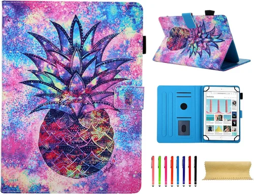 Vista 34 de Funda universal para tablet de 7 pulgadas, piel sintética [ranuras para tarjetas], cubierta magnética, para Samsung Galaxy Tab E/Tab A 7.0, Fire 7