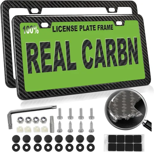 Vista 9 de Marco de matrícula de fibra de carbono real, hecho a mano, marco de matrícula de carbono 100% completo negro de 6″×12″, portamatrícula, marco