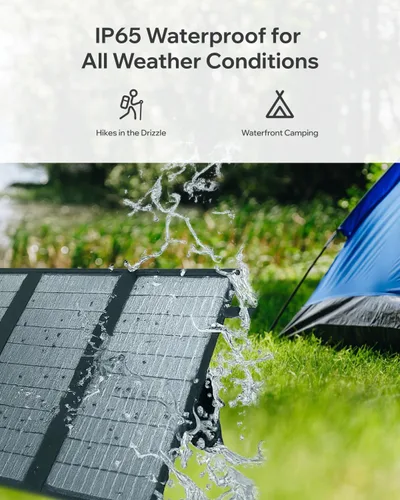 Vista 10 de Kit de panel solar plegable de 200 W, cargador solar portátil de 12 pliegues con soporte ajustable IP65 impermeable para estación de energía