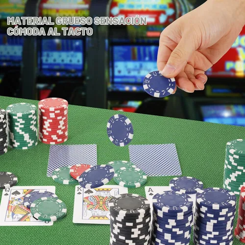 Vista 4 de Fichas de póquer de 11.5 gramos, 100 piezas de fichas de póquer de casino para Texas Hold'em, fichas de blackjack, kit de juegos de póquer