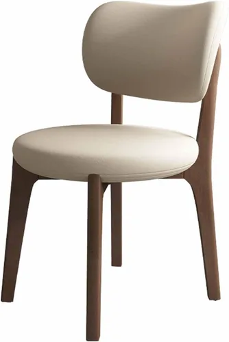 Juego de 2 sillas de comedor tapizadas de cuero suave, sillas de comedor de madera maciza, con asiento acolchado y patas de madera para cocina, sala