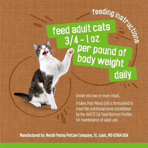 Vista 8 de Purina Friskies - Alimento húmedo para gatos, parrilla mixta de paté (paquete de 24) latas de 5.5 onzas