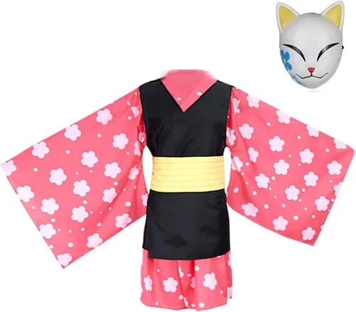 Juego de 3 piezas de disfraz de anime Makomo para Halloween cosplay peluca cárdigan batas