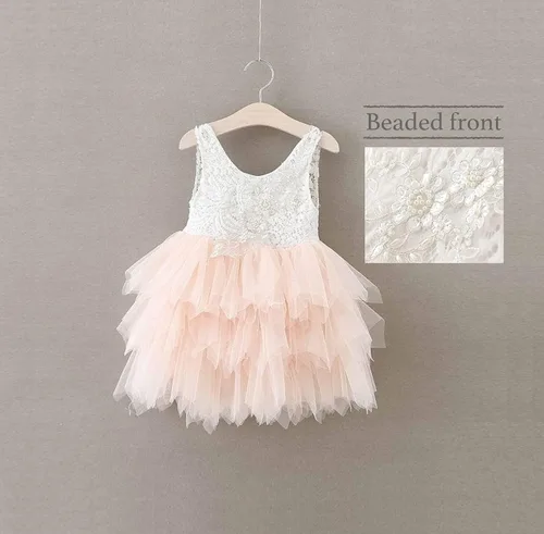 Vista 2 de Topmaker Vestido de niña de flores sin espalda acampanado de encaje