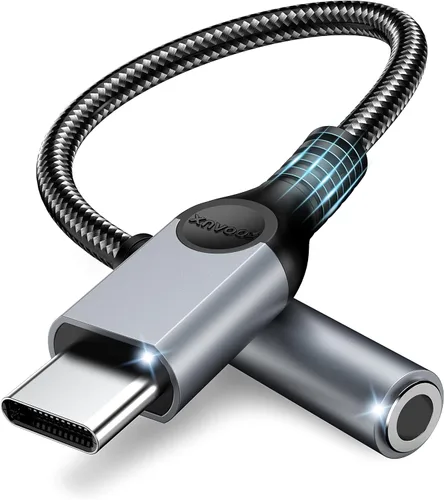 Adaptador USB C a conector de auriculares de 0.138 in, ZOOAUX USB tipo C a Aux Audio Dongle Cable Hi-Fi DAC para Samsung Galaxy S22 S21 S20 Ultra