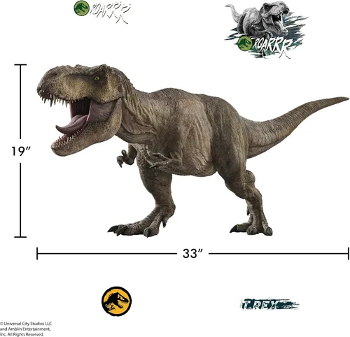 Vista 6 de Wall Palz Jurassic Park T-Rex - Calcomanía de pared de dinosaurio grande con interacción de realidad aumentada 3D, decoración de dormitorio Jurassic