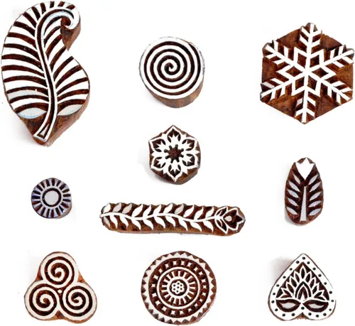 Sello de madera para impresión en bloque – Sello de henna para borde de sari, textil, arcilla, cerámica, tatuaje – Bloques de impresión de textiles