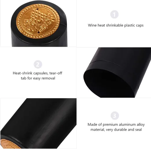 Vista 5 de NUOBESTY 100 cápsulas termorretráctiles para botellas de vino, tapas retráctiles, envoltura retráctil de vino, cápsulas de botellas de vino, tapas