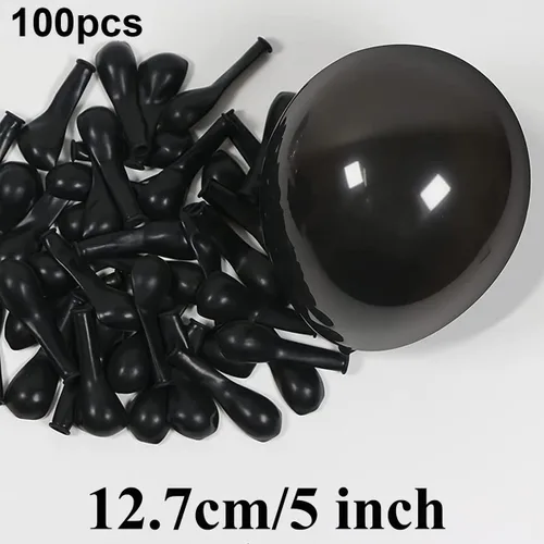 Vista 3 de Globos negros de 5 pulgadas, 50 unidades, globos de látex para fiesta, globos de helio, globos de cumpleaños negros