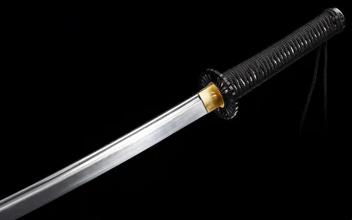 Vista 6 de Hecho a mano 40 ''negro Katana 1095 acero cuero Saya japonés samurai espada