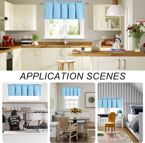 Vista 71 de DWCN Cenefa de cocina para ventanas, cortina de baño/sótano para tratamiento de ventanas, cortinas cortas de 18 pulgadas, 1 panel, 52 x 18 pulgadas