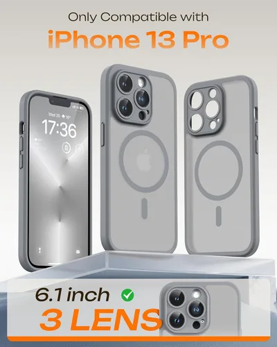 Vista 1135 de TOCOL Funda para iPhone 11, compatible con Magsafe, protección completa de cámara, imanes integrados, protección contra caídas, funda translúcida