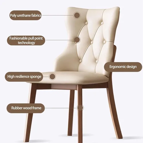 Vista 4 de Upholstered Dining Chairs with Backrest,Kitchen Chairs Leather,Living Room Chair with Wood Legs for Home, Restaurant, Hotel, Conference Room, Grey
