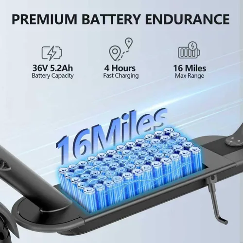 Vista 3 de Maxshot Electric Scooter, 350W/500W Powerful Motor, 19-22 MPH Max Speed, 15-28 Miles Range, Foldable escooter with Dual Braking Systems, Smart APP