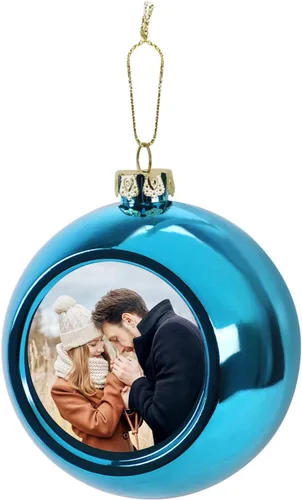 Vista 10 de Adornos de Navidad personalizados de 3.5 pulgadas, bolas inastillables en forma de corazón con ganchos, colgantes de decoración para árbol