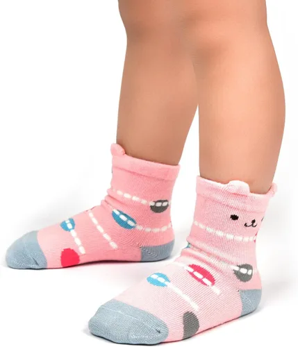 Vista 3 de 12 pares de calcetines de agarre para niña, antideslizantes, de algodón, antideslizantes para niñas