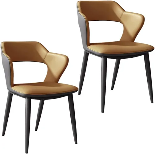 Vista 15 de YVYKFZD Leather Dining Chairs Set, Kitchen Chairs with Curved Back, Upholstered Dining Room Chair, Comfy Side Chair Lounge Armchair, for Living Blue