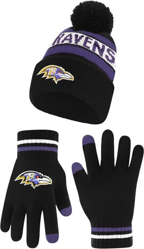 Vista 40 de Ultra Game Adults NFL Official Super Soft Winter Beanie Knit Hat With Warm Touch Screen Gloves