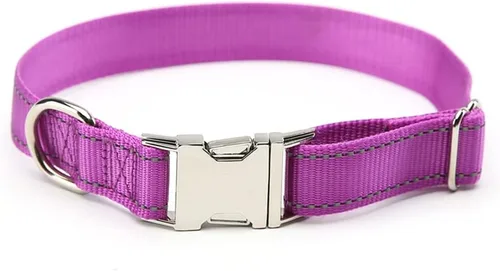 Vista 10 de Love Dream Collar reflectante para perro con hebilla de metal, collar de nailon ajustable de seguridad con hebilla de liberación rápida resistente