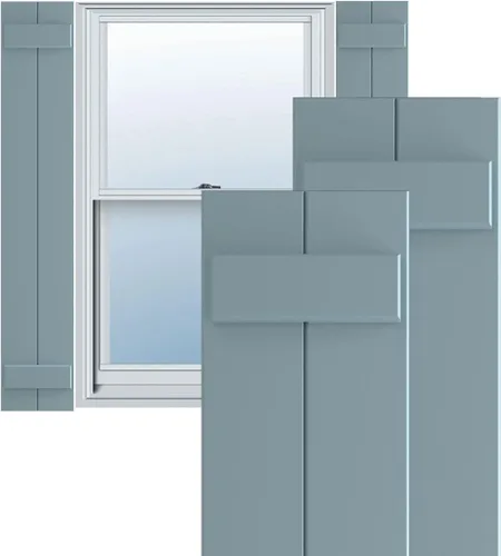 Ekena Millwork Persianas unidas de PVC de dos tablas de 10 3/4 pulgadas de ancho x 36 pulgadas de alto, azul pacífico (por par, accesorios no