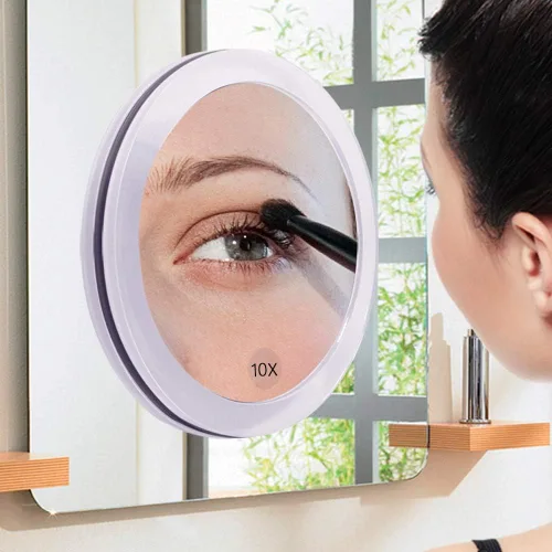 Vista 2 de SANTOO Espejo de aumento 10X – con 3 ventosas de montaje – utilizado para maquillaje preciso – Cejas/Pinzas – Eliminación de puntos negros y manchas