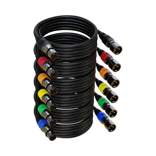 Vista 2 de Cables XLR de 25 pies, paquete de 2 cables XLR codificados por colores de 6 pies, paquete de 10