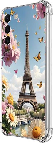 Vista 21 de Funda para Galaxy S24, hermosa protección contra caídas de flores rosas, a prueba de golpes, carcasa protectora de cuerpo completo resistente a