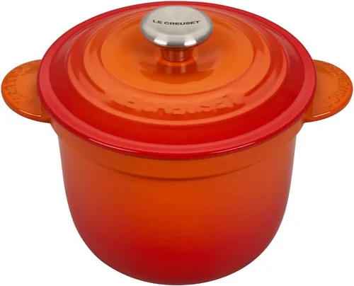 Vista 7 de Le Creuset Olla de arroz de hierro fundido esmaltado con tapa y inserto de gres, 2.25 cuartos de galón., Marsella