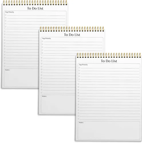 Vista 6 de Better Office Products To Do List Notepad, 8.5" x 11", Planning Note Pad, 50 Sheets, Double Wire Spiral, Daily Agenda Productivity Checklist