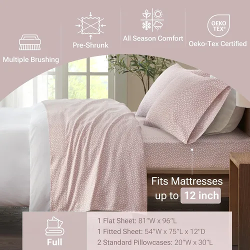 Vista 4 de True North by Sleep Philosophy Cozy Flannel Warm 100% Cotton Sheet - Novelty Print Animals Stars Cute Ultra Soft Cold Weather Bedding Set, Full