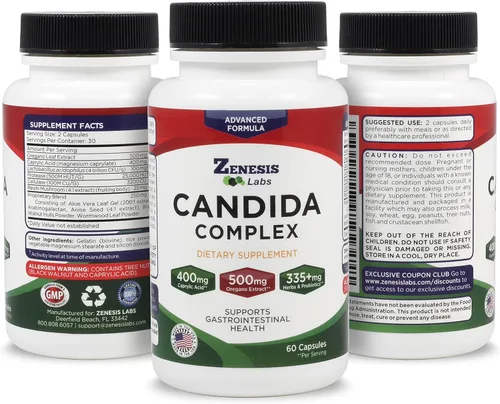Vista 5 de Zenesis Labs Candida Complex Cleanse Detox Suplemento de ácido caprílico, extracto de orégano, probióticos, enzimas