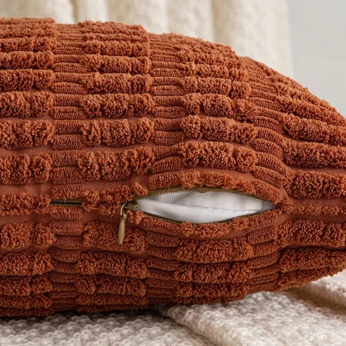 Vista 186 de MIULEE- Juego de 2 fundas de pana suave para cojín; diseño a rayas estilo bohemio, moderno, rural; decoración costera p/verano, hogar, sala de Azul