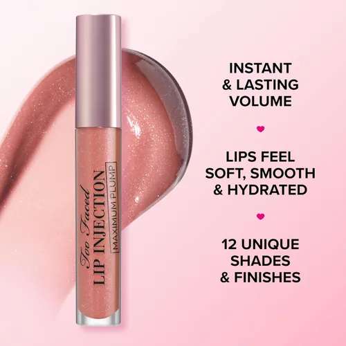 Vista 4 de Too Faced Lip Injection Maximum Plump Extra Strength Lip Plumper Gloss Hidratante, Voluminizador, + Rellenador, 0.14 Fl Oz