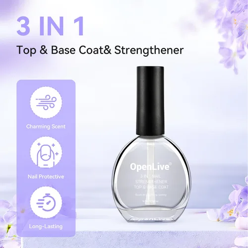 Vista 2 de Perfume fortalecedor de uñas de secado rápido, resistente reparaciones endurecedor de uñas dañado, brillo de larga duración para uñas, 0.6 fl oz